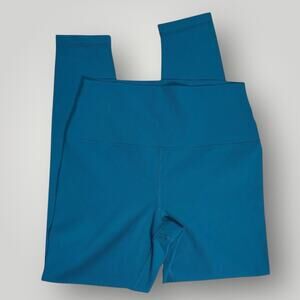 90 DEGREE BY REFLEX RIBBED HIGH RISE LEGGING TURQUOISE BLUE LARGE